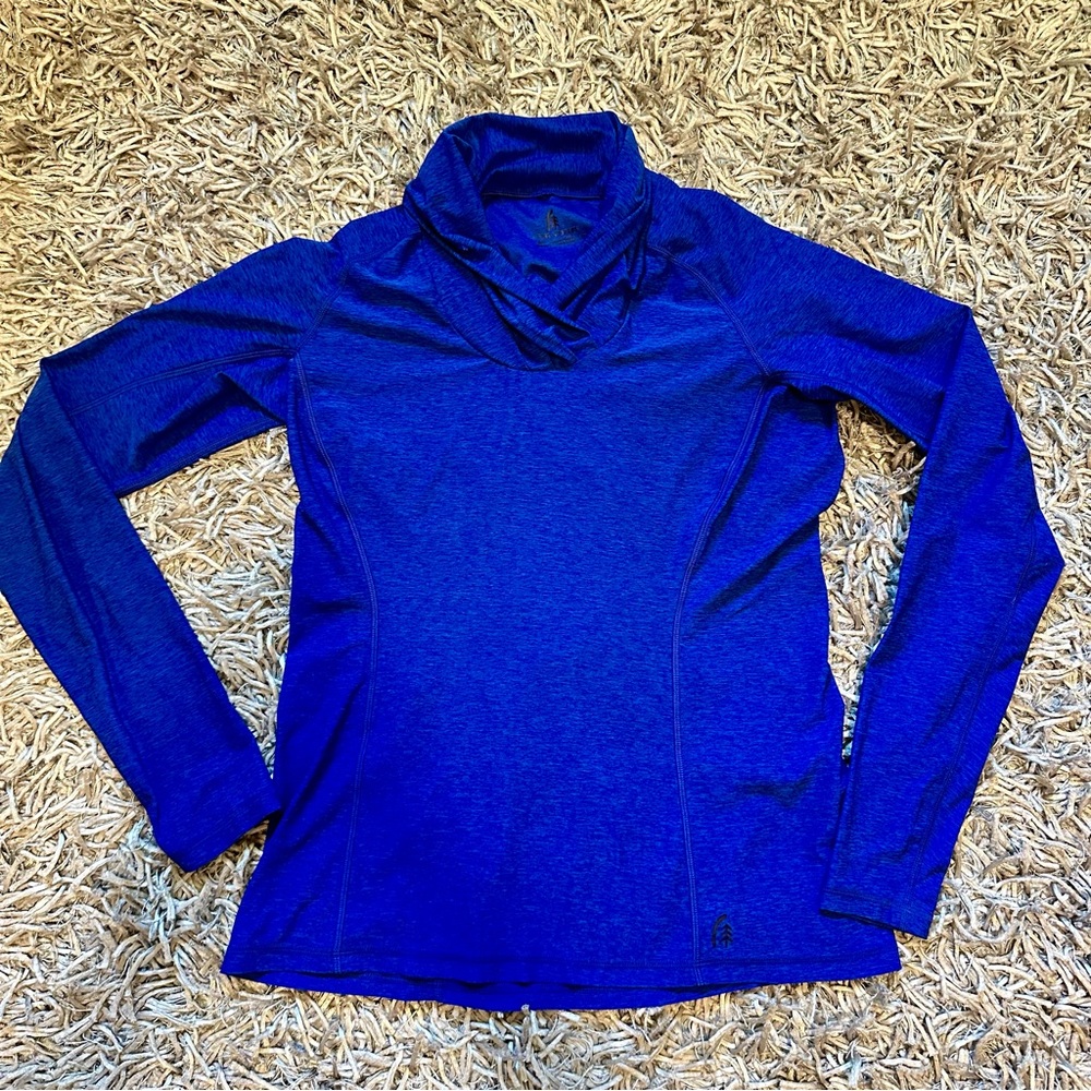 Sierra Designs Convertible Cowl Neck Athletic Long Sleeve Top Blue Medium